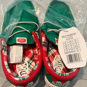 Hey Dude Kids Wally Holiday Elf Sneakers - Green and Red